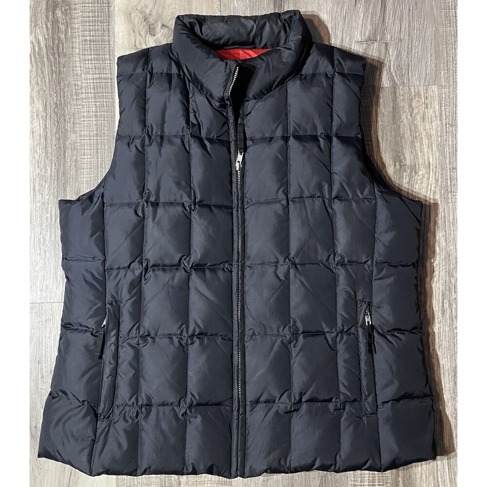 Vintage Gap Womens Black Down Filled Puffer Vest Full Zip Size XL Warm Cozy